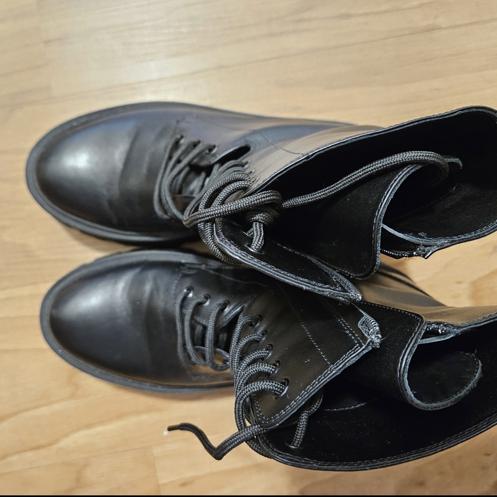 Hugo Boss Black Leather Combat Boots